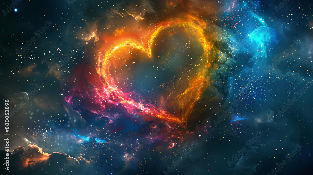 nebula in the form of a rainbow heart in space nebula in the form of a rainbow heart in space