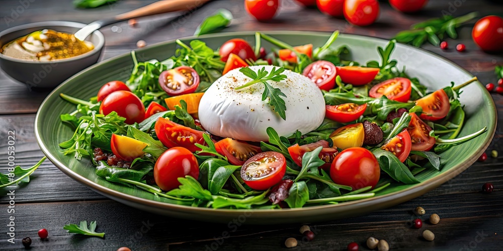 Italian burrata and mozzarella cheese salad with arugula and tomatoes , fresh, salad, cheese, burrata, mozzarella, Italian Italian burrata and mozzarella cheese salad with arugula and tomatoes , fresh, salad, cheese, burrata, mozzarella, Italian