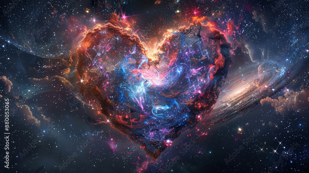 nebula in the form of a rainbow heart in space nebula in the form of a rainbow heart in space