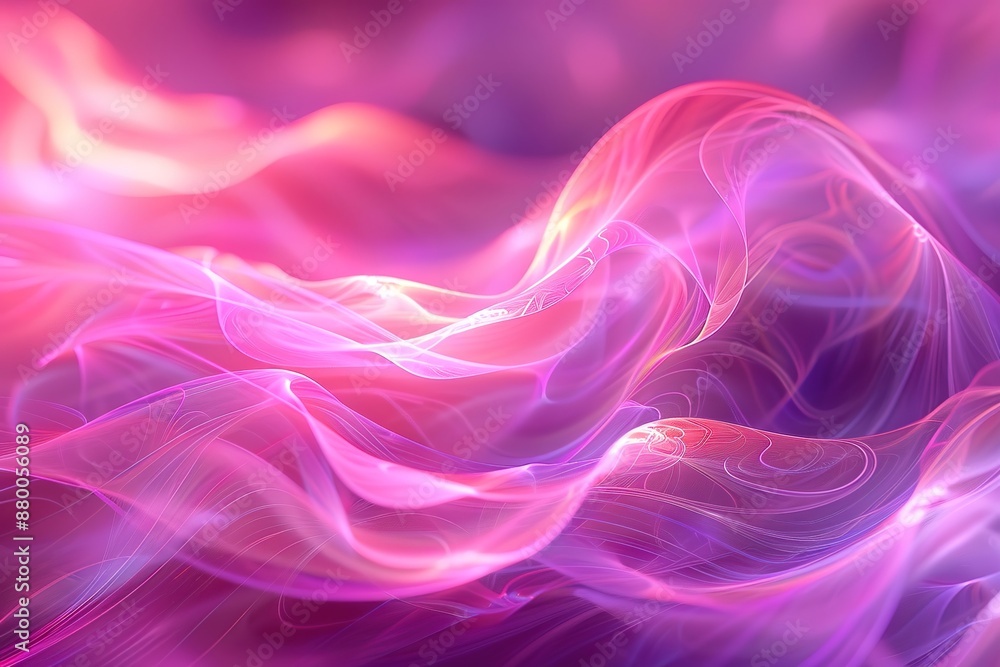 A closeup of an abstract, wavy design in shades of pink and purple, with glowing highlights that give it depth and movement. background is blurred A closeup of an abstract, wavy design in shades of pink and purple, with glowing highlights that give it depth and movement. background is blurred