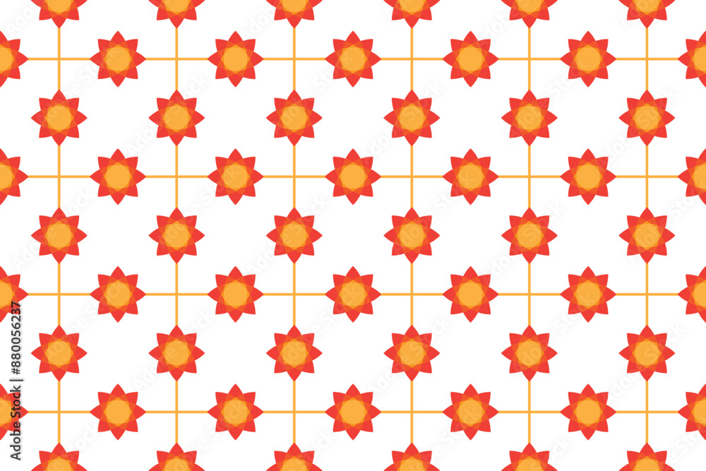 Seamless pattern with geometric ornament. Vector illustration in red and orange colors. Seamless pattern with geometric ornament. Vector illustration in red and orange colors.