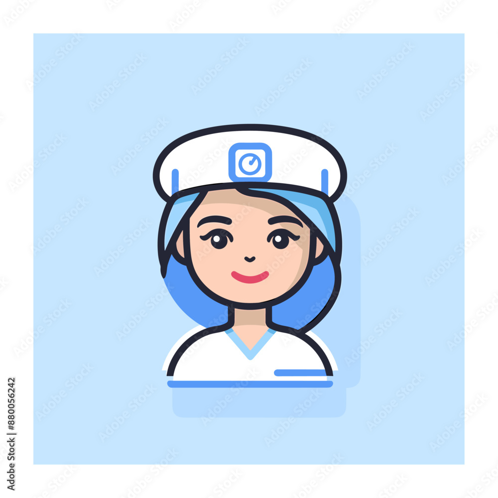UI avatar, nurse wearing hat, 2d linear vector icon by flaticon and dribble UI avatar, nurse wearing hat, 2d linear vector icon by flaticon and dribble