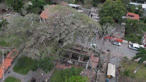 Aerial orbits Hernan Cortes home in La Antigua near Vera Cruz, Mexico photo