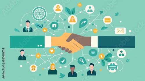 Wallpaper Mural Business partnership handshake and network. Torontodigital.ca