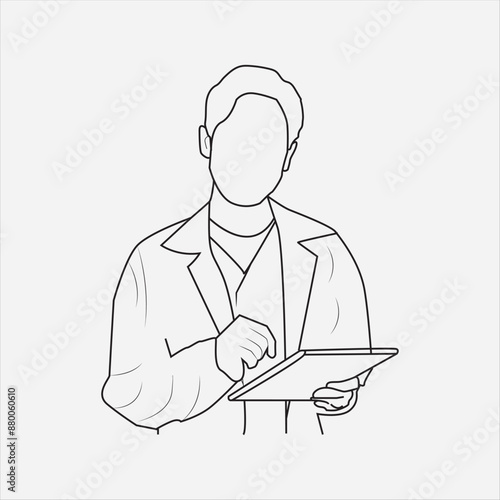 Print Doctor line art isulated on white background