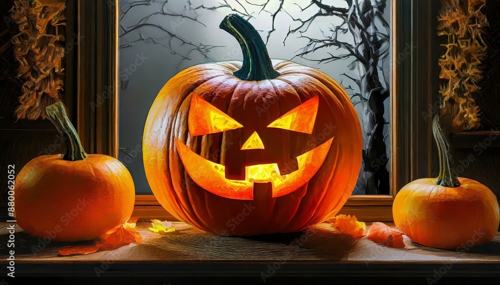 Obraz premium ハロウィンのカボチャ. Halloween Pumpkin. AI generated.