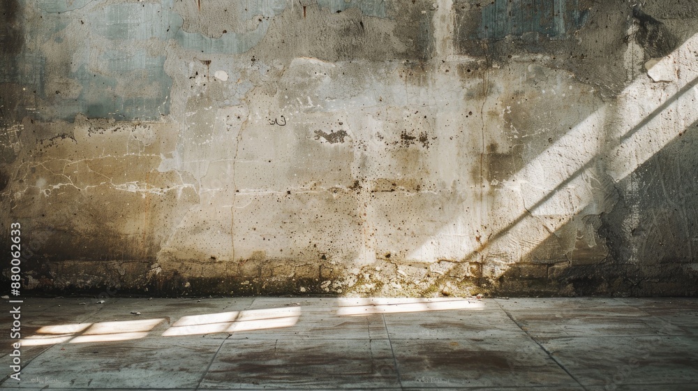 Fototapeta premium Vintage minimalist concept with shadows and light on aged concrete wall