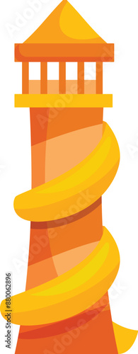 Orange and yellow playground tower slide providing childhood fun and excitement