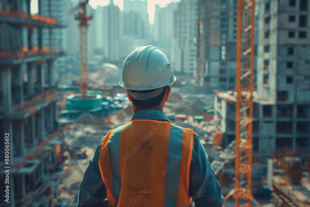 Civil engineer looking at construction site Civil engineer looking at construction site