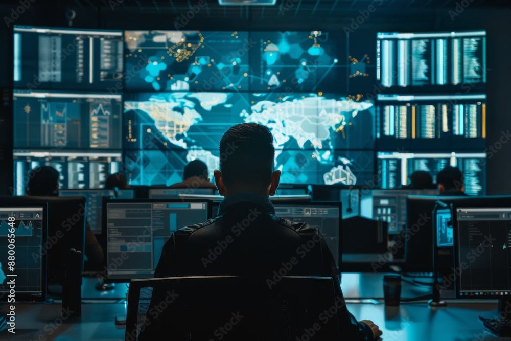 Cybersecurity team at operations center Cybersecurity team at operations center