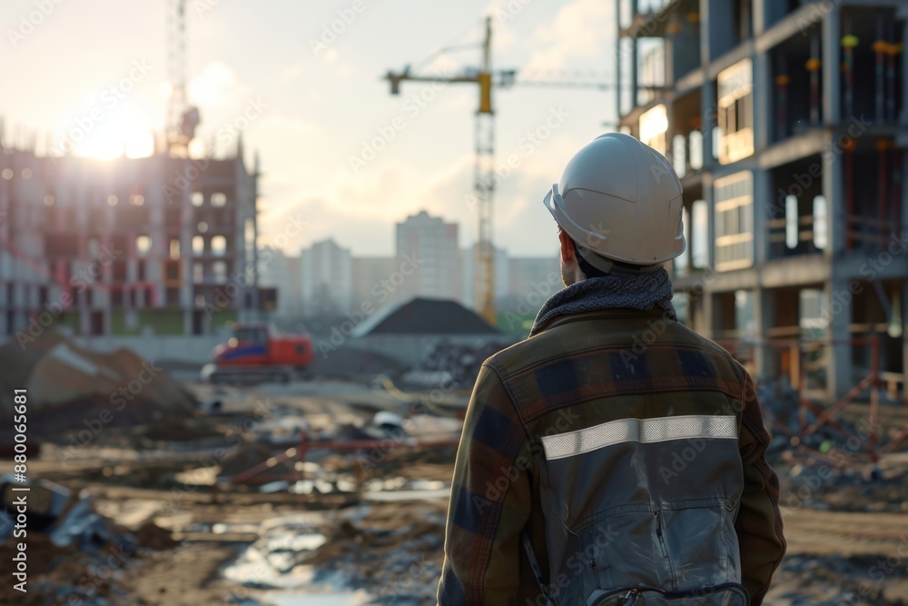 Civil engineer looking at construction site Civil engineer looking at construction site