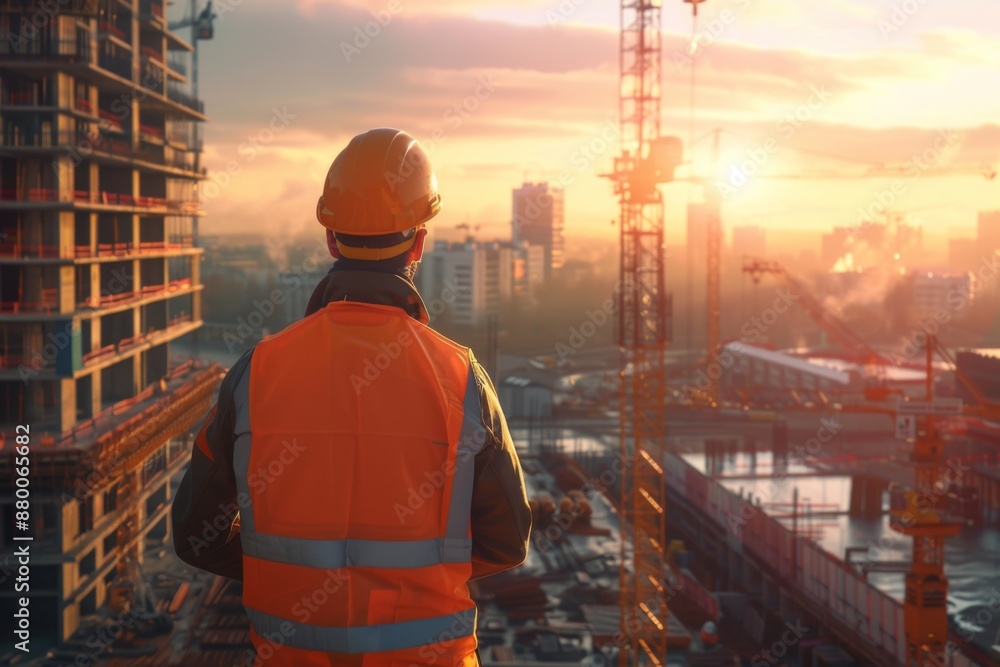 Civil engineer looking at construction site Civil engineer looking at construction site