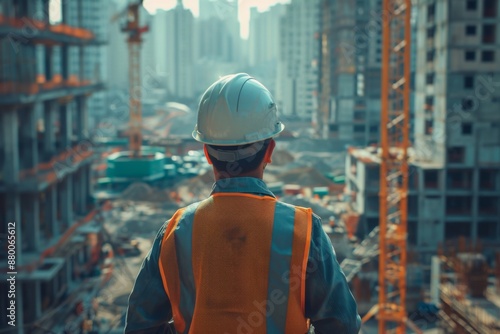 Civil engineer looking at construction site