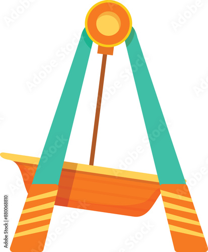 Illustration of an empty boat shaped swing ride commonly found in amusement parks