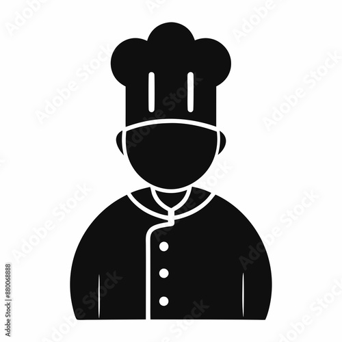 black silhouette chef line icon vector illustration