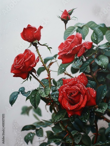 Crimson Romance: Raindrops on Roses photo