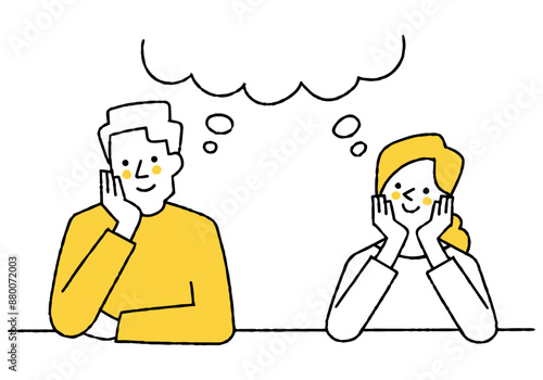 Men and women imagining something