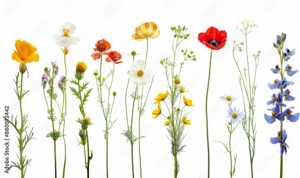 Collection of summer flowers painted in grunge oil painting style. Isolated on white background Collection of summer flowers painted in grunge oil painting style. Isolated on white background