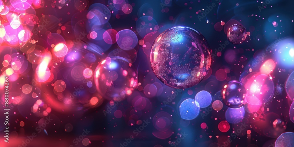 Abstract image of bubbles and colorful lights, creating a vibrant and festive atmosphere. Abstract image of bubbles and colorful lights, creating a vibrant and festive atmosphere.