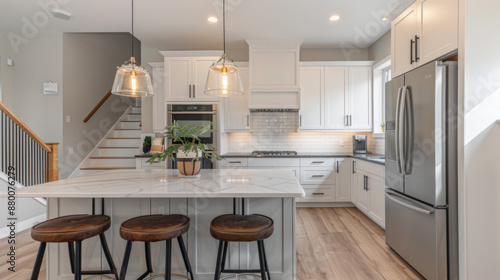 A Stylish Kitchen With Sleek Cabinets Marble Interior Design