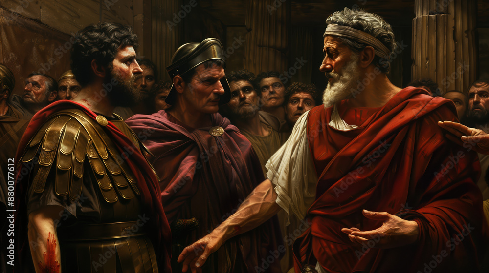 Paul's Imprisonment and Trials: Biblical Scene of Apostle Paul before Felix, Festus, and Agrippa, Historical Religious Artwork Paul's Imprisonment and Trials: Biblical Scene of Apostle Paul before Felix, Festus, and Agrippa, Historical Religious Artwork