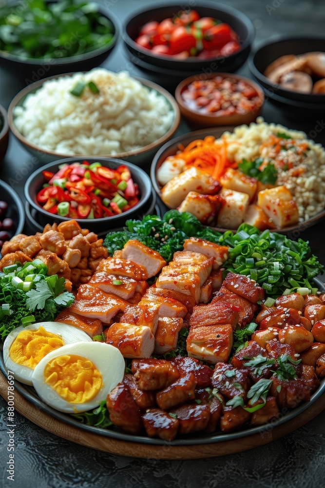Delicious Asian Cuisine Platter with Assorted Dishes and Ingredients, High-Resolution Food Photography
Delicious Asian Cuisine Platter with Assorted Dishes and Ingredients, High-Resolution Food Photography