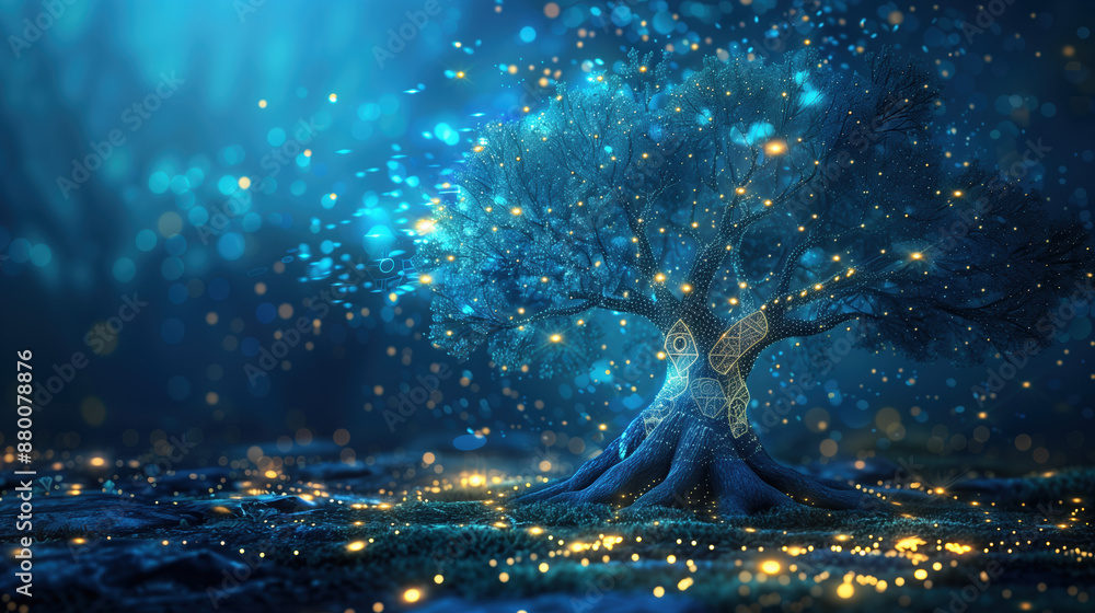 Sacred Tree of Life Illuminated with Biblical Texts, Mystical Artwork Sacred Tree of Life Illuminated with Biblical Texts, Mystical Artwork
