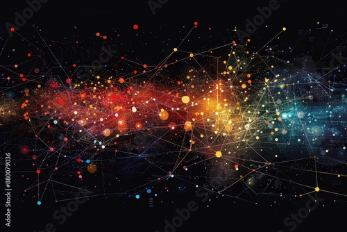 Digital artwork of interconnected nodes representing documents.