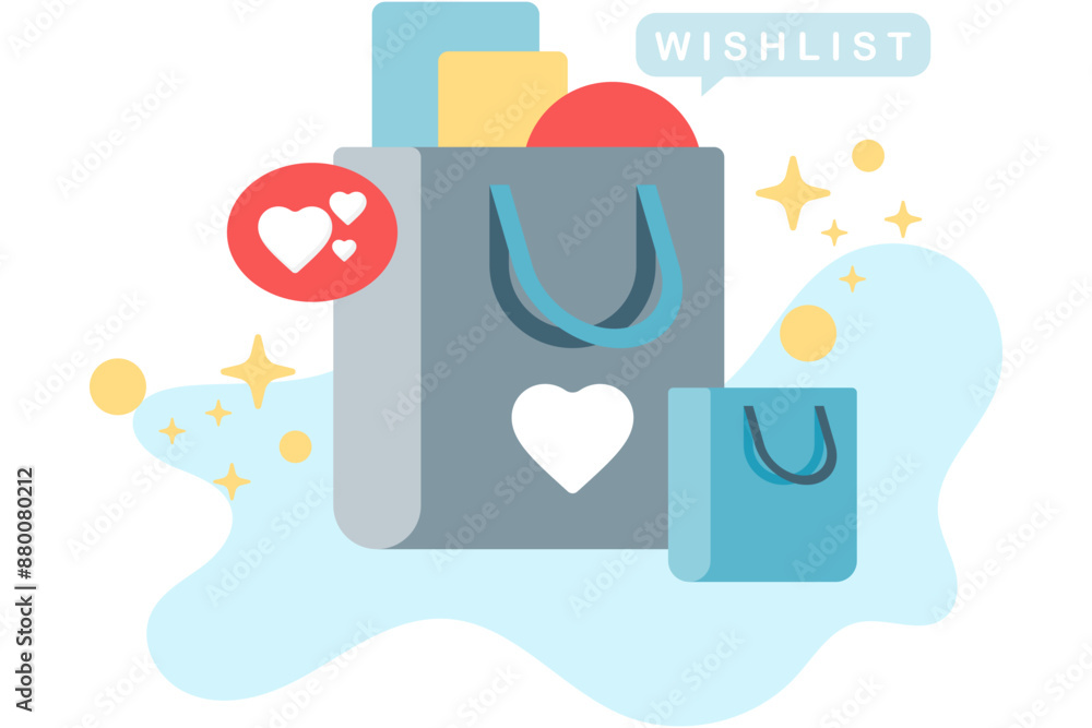 shopping bag filled with wish list items shopping bag filled with wish list items