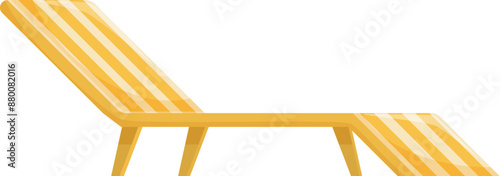 Comfortable yellow striped beach lounge chair inviting relaxation on the warm sand of a tropical paradise