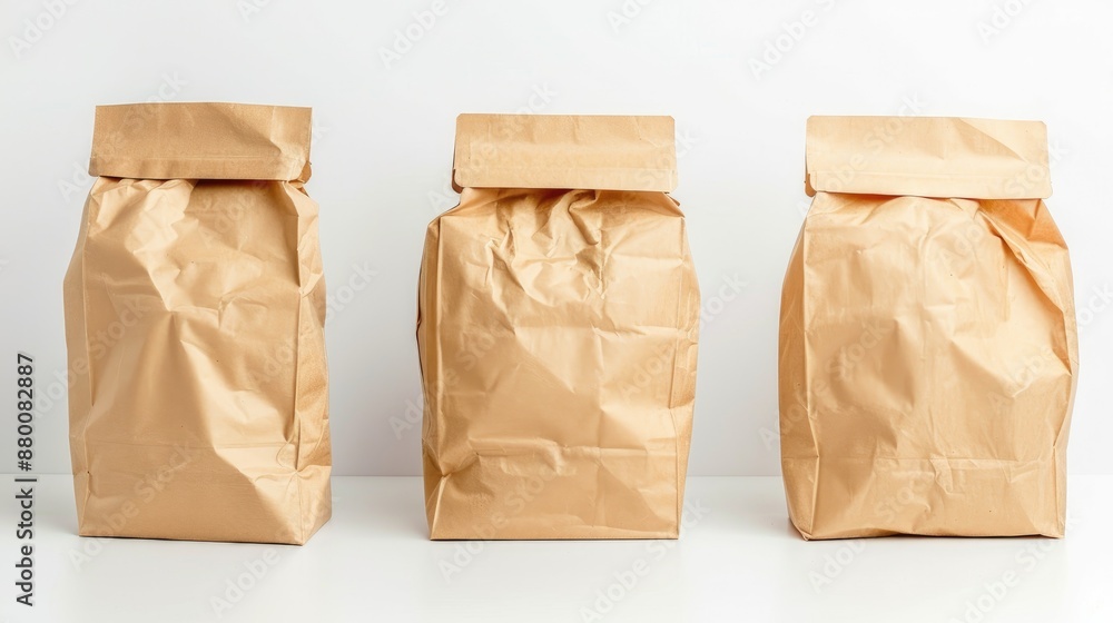 Recyclable paper bags on white background Recyclable paper bags on white background