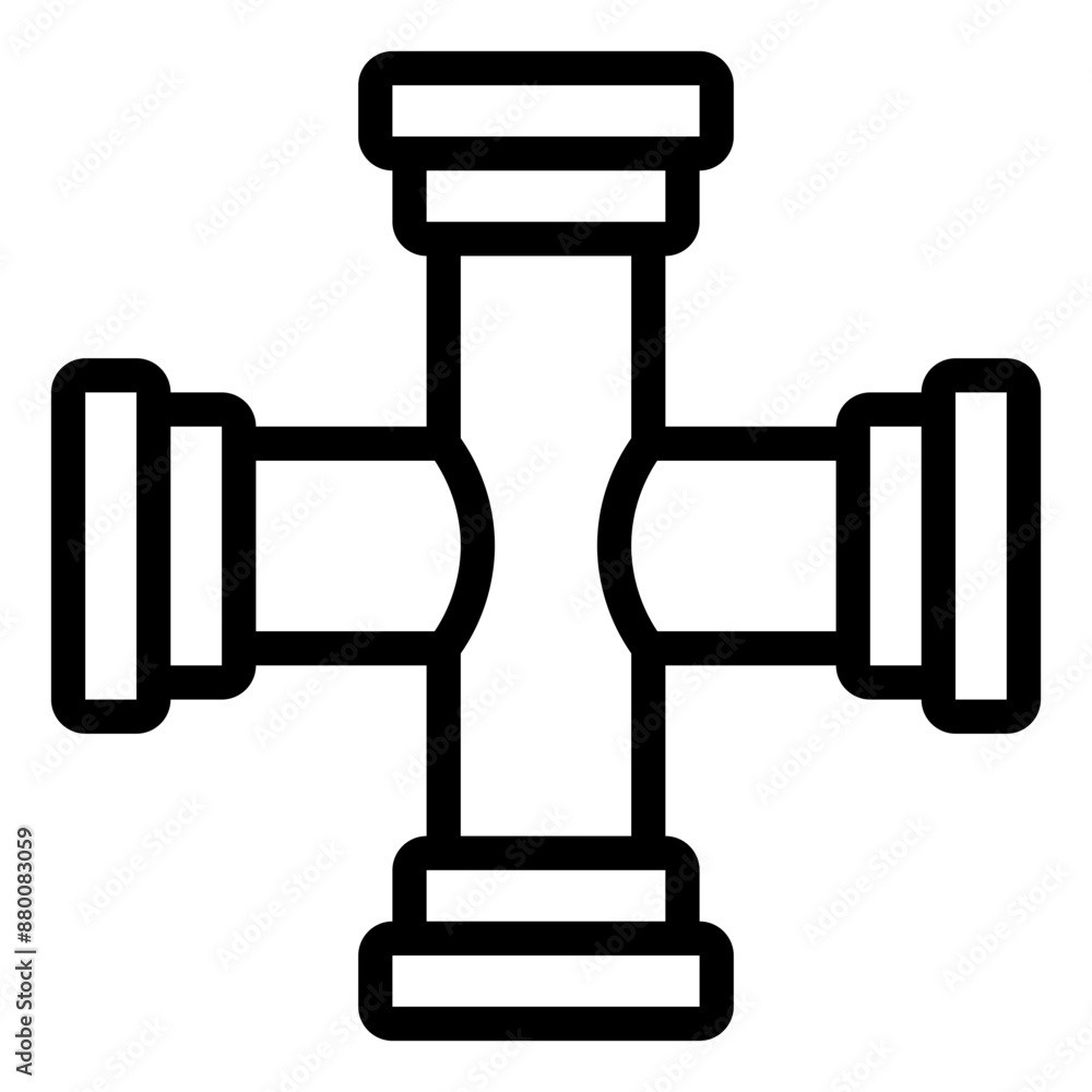 Fotografie Cross pipe icon for plumbing and construction