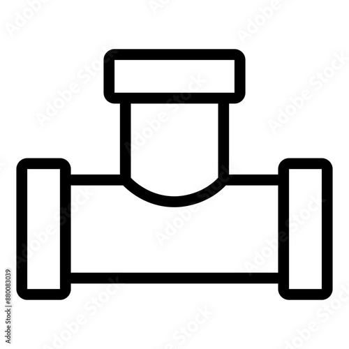 Pipe tee icon for plumbing connections