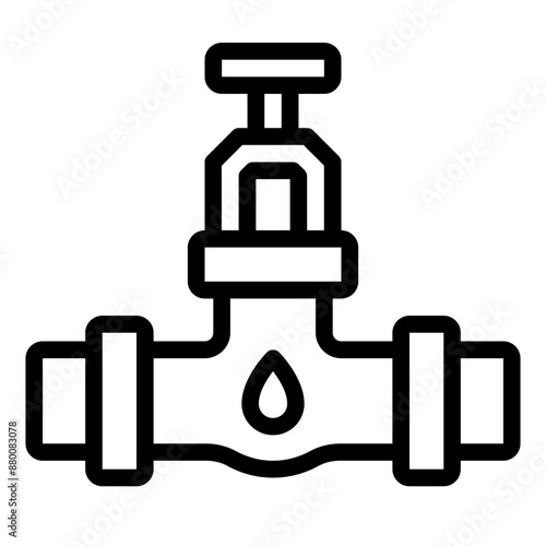 Pipe valve icon for controlling water flow in plumbing