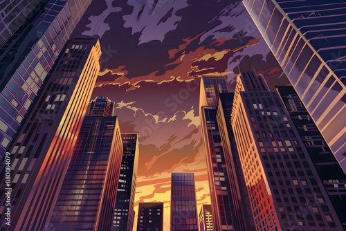 A cityscape with skyscrapers, wallpaper