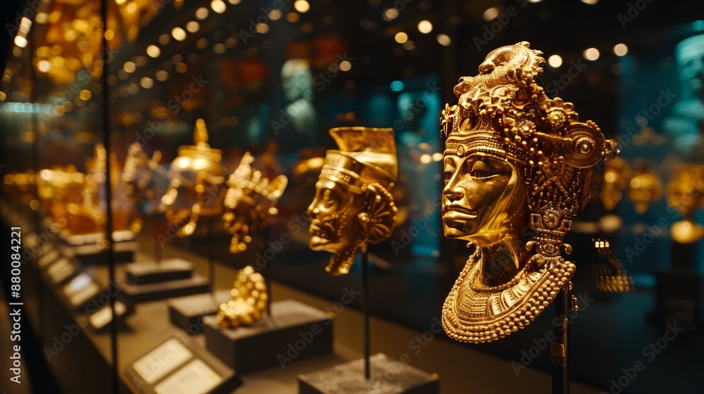 Fototapeta premium Museums showcase ancient gold artifacts, preserving cultural heritage.