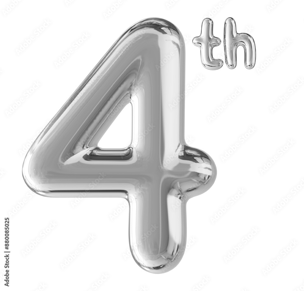 4th Anniversary Silver Number 3D 4th Anniversary Silver Number 3D