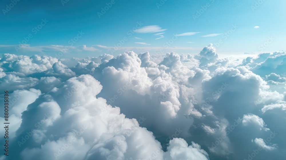 Aerial view of fluffy clouds and clear sky Aerial view of fluffy clouds and clear sky