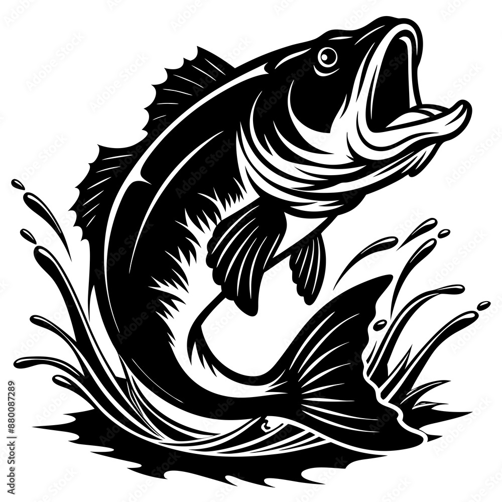 fish vector, tattoo, vector, fish, illustration, animal, tribal, design, A large bass fish breaking fish vector, tattoo, vector, fish, illustration, animal, tribal, design, A large bass fish breaking