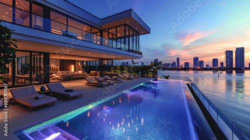 Mansion with pool portrays Modern Elegance and Stunning View in Miami © Ninna Rodrigues