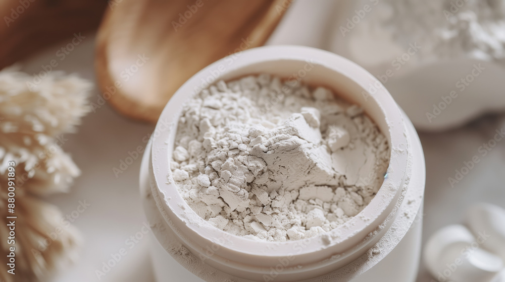 Close-Up of Collagen Peptides Powder in Beauty and Youthful Skin-Focused Setting, Healthy Concept Close-Up of Collagen Peptides Powder in Beauty and Youthful Skin-Focused Setting, Healthy Concept
