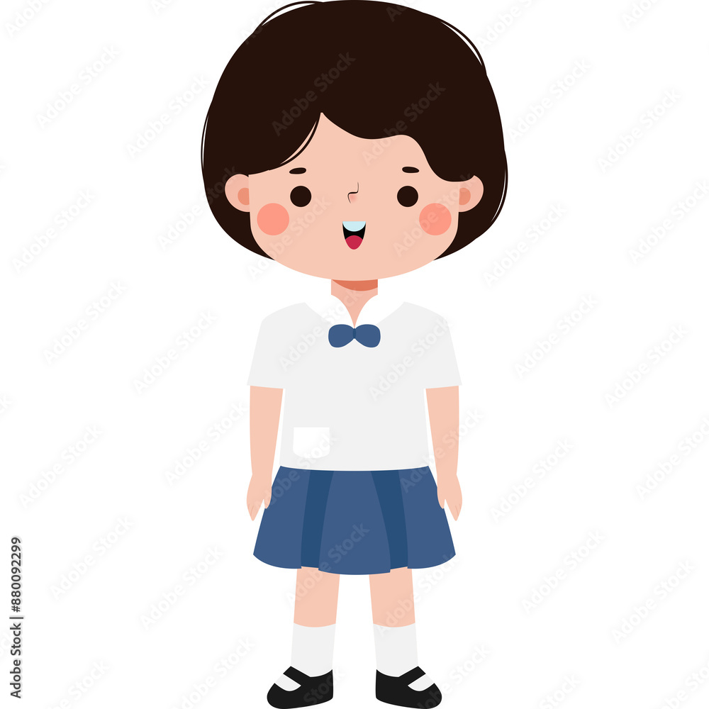 cute cartoon thai student character, back to school, Illustration flat style Png