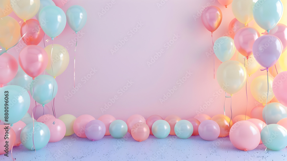 A wall with pastel balloons, wallpaper A wall with pastel balloons, wallpaper