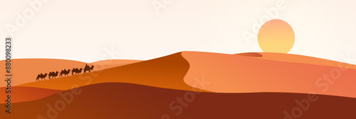 The Camel Team in the Sahara Desert