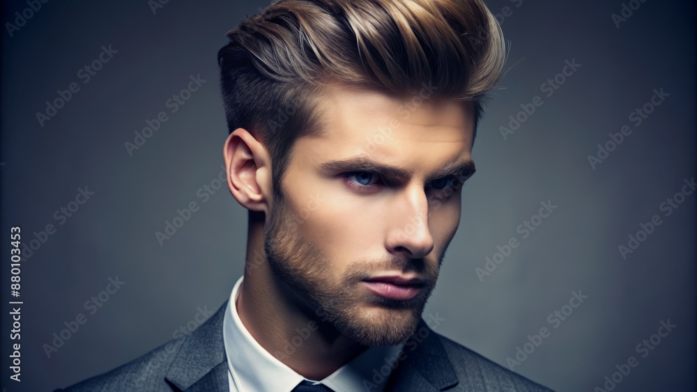 Full head hairstyle of a man with an Ivy League cut. Full head hairstyle of a man with an Ivy League cut.