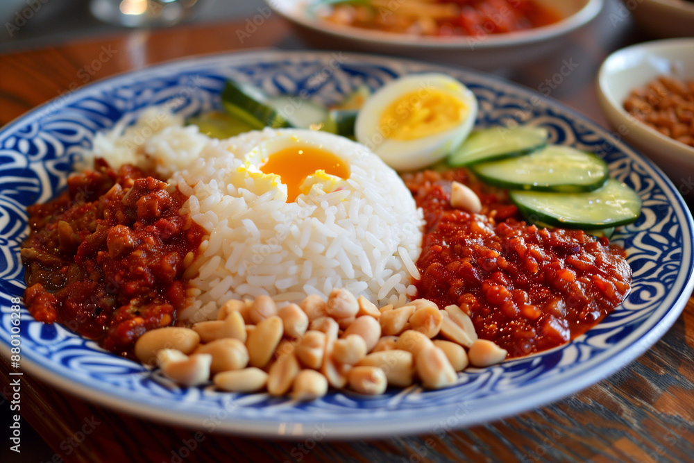 Nasi Lemak with Sambal, Peanuts, and Egg
Nasi Lemak with Sambal, Peanuts, and Egg