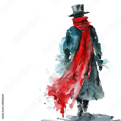 A Christmas Carol watercolor illustration isolated on transparent. Christmas png file for art work.
