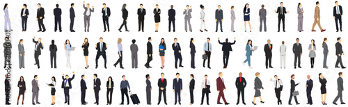 business set full isolated businessman and businesswomen people set