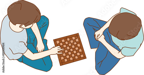 kids playing chess top view game