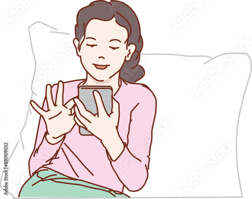little girl haveing fun with smart phone
